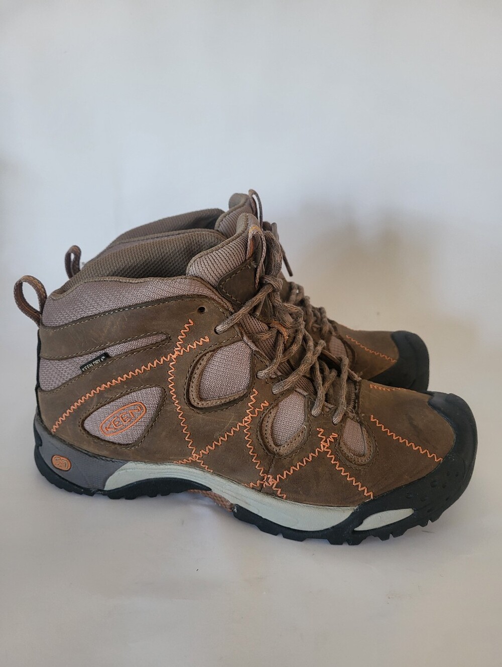 KEEN Genoa Peak Mid WP Waterproof Hiking Boots Brown Leather Size 7
